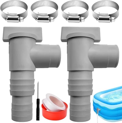 Pool Shut-Off Ventiel - 2 Stuks - 3-Way Valve - Pool Slang Koppeling met 4 Slangklemmen voor Boven Grond Zwembad