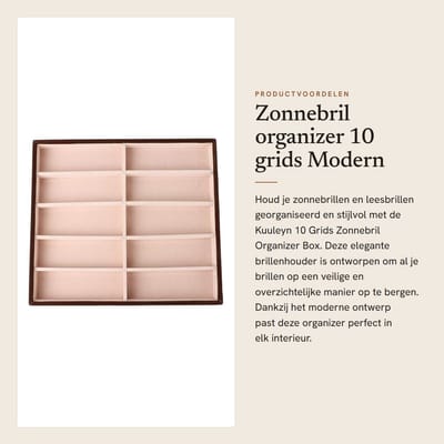 Dailygoods- Zonnebrilhouder 10 Compartimenten - Brillenhouder - Brilstandaard - Opbergdoos - MDF - Lichtgewicht en Duurzaam - Brilhouder