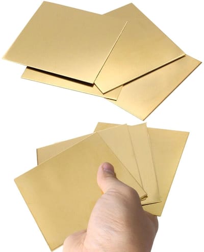 8 Stuks Messing Plaat 0.5mm Dikte 50mm x 50mm voor DIY Knutselen en Modelbouw, Dunne Metaalfolie en Platen