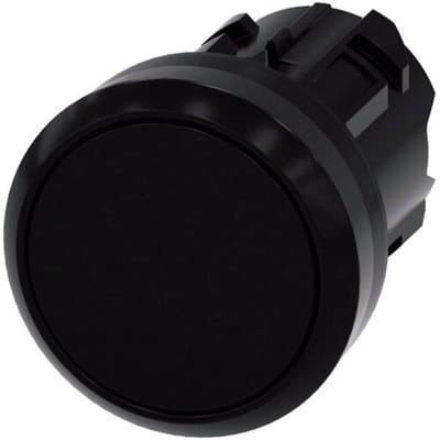 Siemens 3SU10000AA100AA0 3SU1000-0AA10-0AA0 Drukschakelaar Bedieningsknop vlak, Kunststof frontring Knop Zwart Druk-ontgrendeling 1 stuk(s) Single