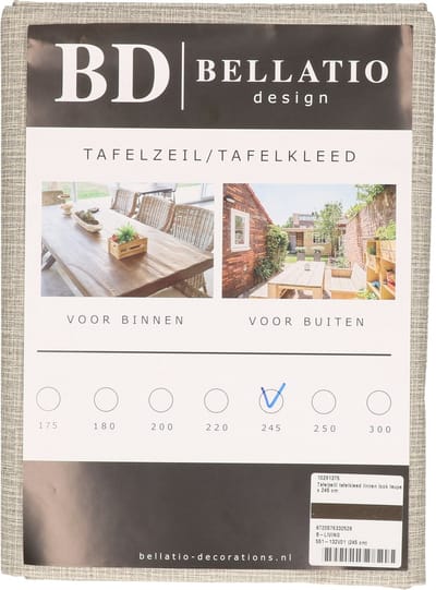 Bellatio Design Tafelzeil Linnenlook - uni beige - 140 x 245 cm - Rechthoekig - Buiten en binnen - Tuintafelkleed