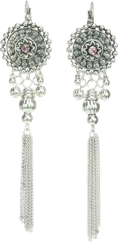 Behave - Oorhangers zilverkleur roze - Vintage look voor avondkleding