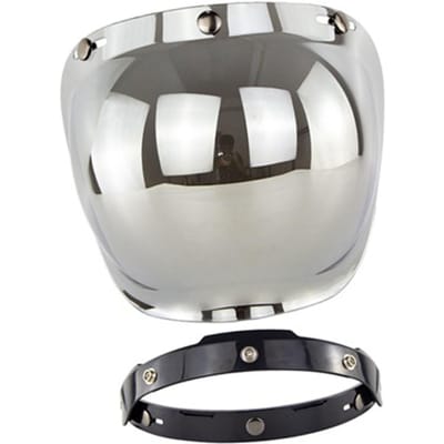 Motorfiets Retro Bubble Shield Vizier PC Lens 3 Drukknoop Helm Windscherm met Frame Set Zilver gray