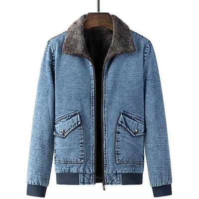 Heren Nieuw Denim Jack Heren Katoenen Jas Casual Grote Maat Velvet Warm Jack Heren Jas Heren 3XL gray