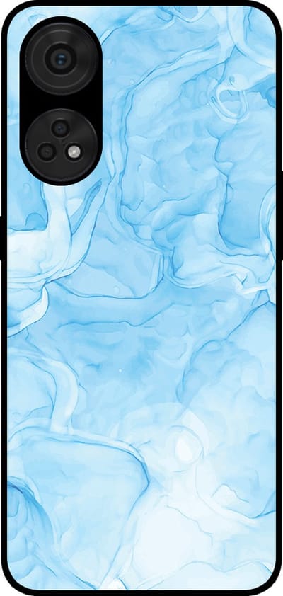 Smartphonica Telefoonhoesje Geschikt voor Oppo Reno8T 4G met marmer opdruk - TPU backcover case marble design - Lichtblauw geschikt voor Oppo Reno8T 4G