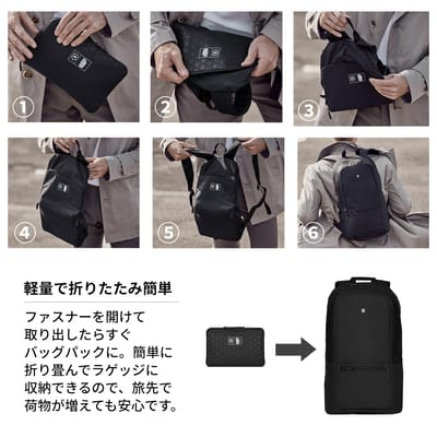 VICTORINOX 610599 Opvouwbare Rugzak 16L Lichtgewicht Opvouwbaar Compact Zwart Reizen zwart