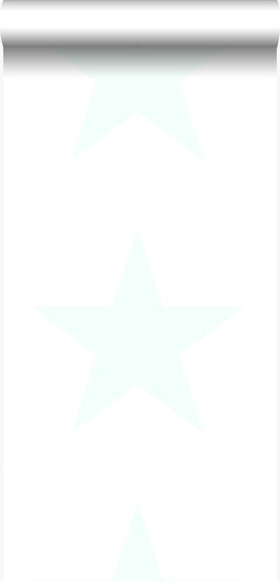 Origin Wallcoverings behang grote ster mat wit en glanzend pastel mintgroen - 347506 - 53 cm x 10,05 m