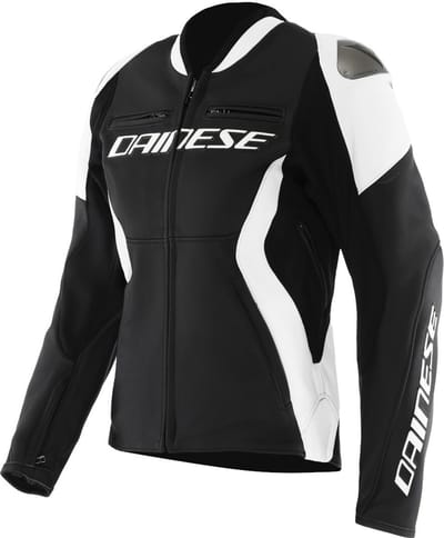 Dainese Racing 5 Dames Zwart Wit Leren Motorjas - Jas