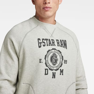 Ster Sweatshirt Sweatshirt Losse Pasvorm Grijs Collegiaal Raglan Los R SW [G Rij] Heren D24417-D562-971-XL white