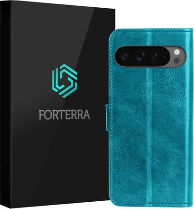 Hoesje Geschikt voor Google Pixel 10 Pro - Luxe Bookcase - Walletcase Hoes - Portemonnee - Cover - Turquoise