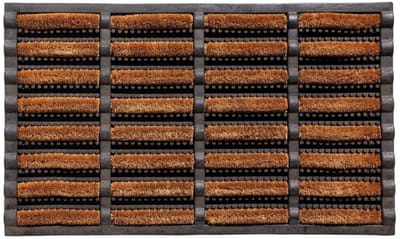 Thuys – Borstelmat Voor Buiten – Voetenveger Met Borstels – Afwasbare Vuilvangmat Met Waterafvoeropeningen – 45 x 75 x 5cm – Bruin