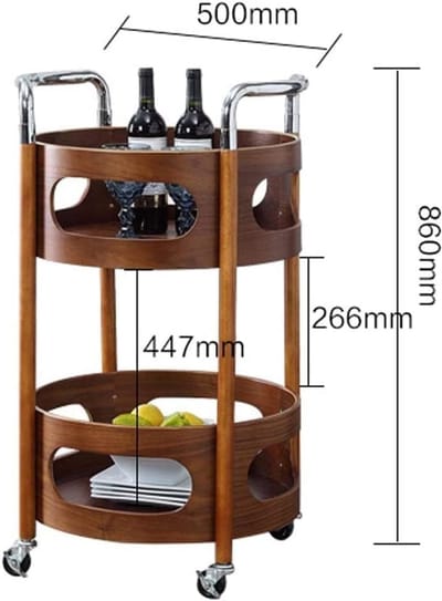 Serveertrolley / Mobiele Barwagen 3-laags met Wijnflessenhouder – Outdoor Drink & Food Serving Cart voor Camping, Feesten, Hotels & Horeca – Massief Hout – Mobili Bella