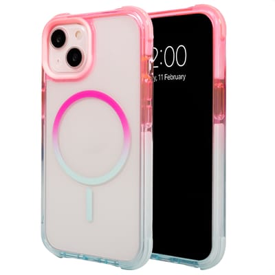 Selencia Hoesje - Geschikt voor Apple iPhone 14 / 13 - Gradient Backcover - Roze / Blauw