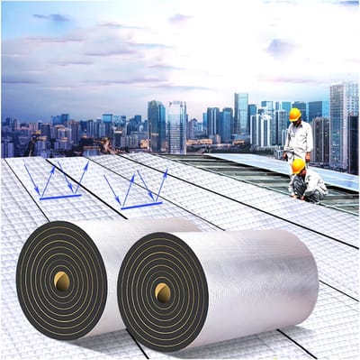 Isolatiewol Schuimplaat - Zelfklevende Matten - Muren Dak Vloer - Aluminiumfolie Laag - 5mm 7m2