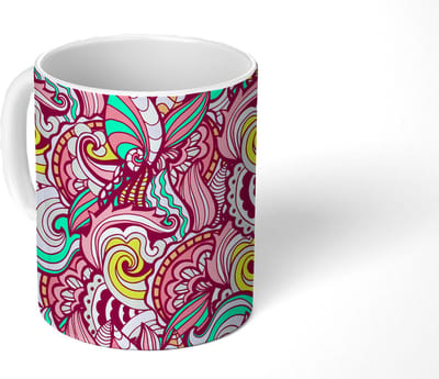 Mok - Koffiemok - Bloemen - Bladeren - Regenboog - Hippie - Design - Mokken - 350 ML - Beker - Koffiemokken - Theemok