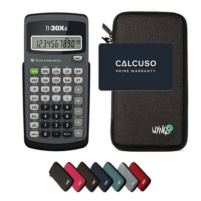 TI-30Xa incl. WYNGS Beschermhoes Donkergrijs - Wetenschappelijke Rekenmachine - Basis Pakket