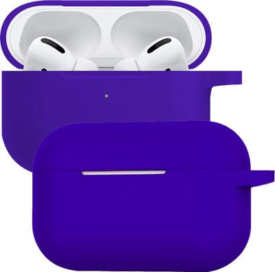 Case - Geschikt voor Apple Airpods Pro - Siliconen Hoes met Clip - Silicone Hoesje Cover - Donkerblauw