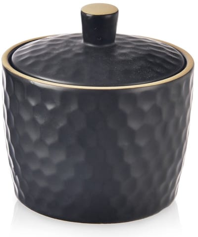 Orion Tea Time Serie - Keramische Suikerstrooier - Zwart - 320 ml - Met Deksel