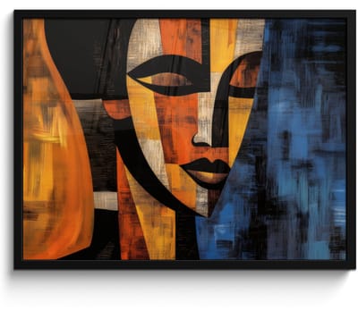 Poster in lijst - Fotolijst 70x50 cm - Posters - Abstract - Portret - Kleurvakken - Posterlijst zwart - Decoratie - Wanddecoratie woonkamer - Muurdecoratie slaapkamer