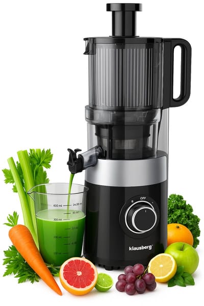 Nieuw - Klausberg KB-7871 Slowjuicer – Cold Press - Stille verticale juicer sapcentrifuge met brede vulopening – Fruitpers - Zwart/Zilver