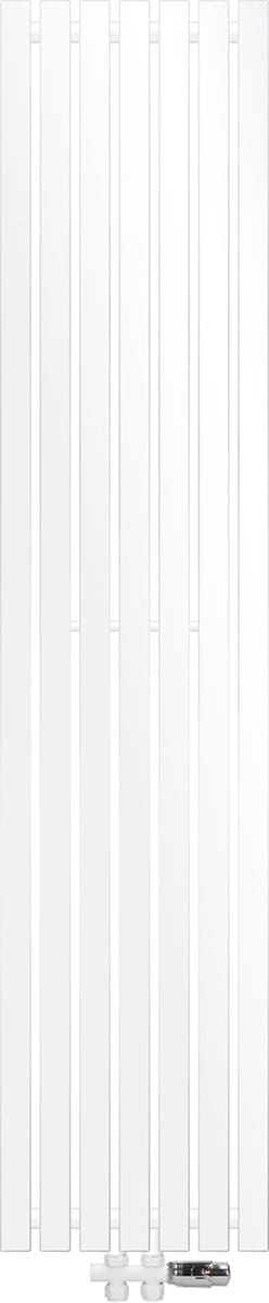 Badkamer radiator middenaansluiting 370x1800 mm wit met thermostatische onderafsluiter LuxeBath
