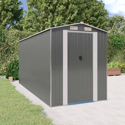 vidaXL - Tuinschuur - 192x440x223 - cm - gegalvaniseerd - staal - lichtgrijs