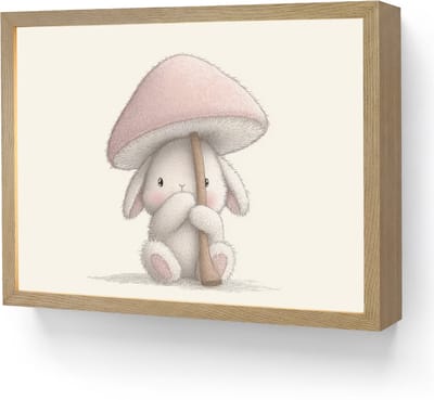 Nachtlampje 40x30 cm - Kinder lamp - Paddenstoel - Konijn - Roze - Tafellamp kinderkamer draadloos - Slaapkamer lampje - Bedlamp kinderen - Kinderlampje - Wandlamp babykamer - Nachtlampjes