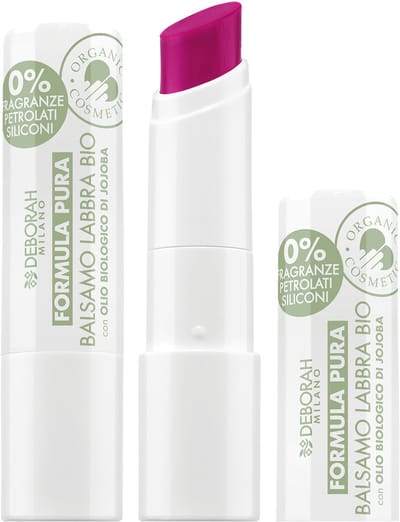 Deborah Milano Formula Pura Bio, Lippenbalsem, Paars, Vrouwen, Universele huid, Jojobaolie, Verzachtend, Hydraterend, Voedend