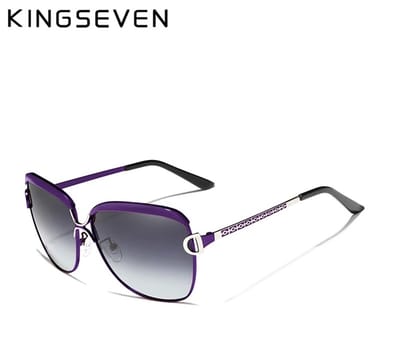 KINGSEVEN 7018 Dames Zonnebril -Vierkant model - Elegant Metallic Paars Frame met Verloopglazen