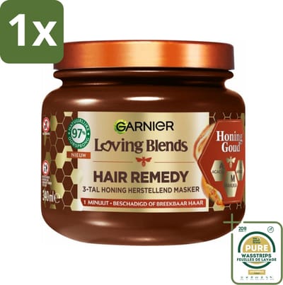 1 x Garnier - Loving Blends Honing Goud - Hair Remedy Haarmasker - Beschadigd & Breekbaar Haar - 340 ml- Haarmasker - Haarbeschadiging - Gespleten Punten - Haarbreuk - Haarscheuren