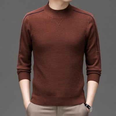 Heren effen trui gebreide trui middelbare leeftijd mode warme binnenkant met wafel trui jas trendy herfst en winter nieuw 190