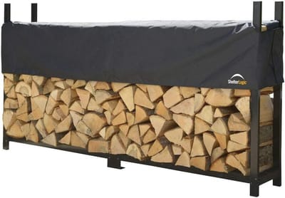 8' Ultra-Duty Houten Brandhout Rack met Verstelbare Waterbestendige Hoes