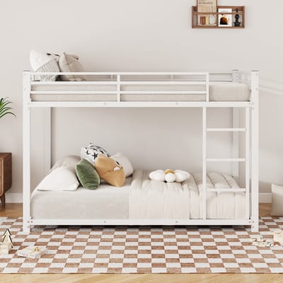 140*200 kinderbedden, stapelbedden, ijzeren bedden, ijzeren stapelbedden in klassieke vorm, wit