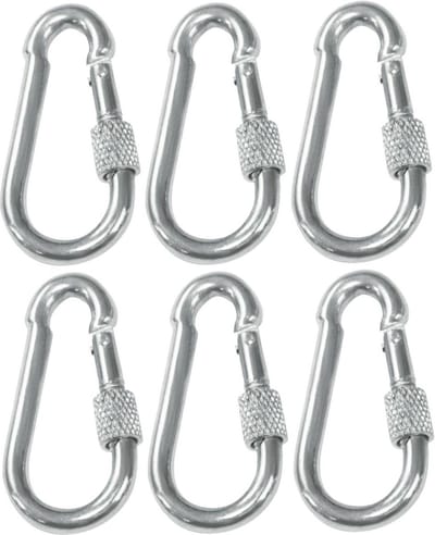 AMIG Karabijnhaak met schroefsluiting - 6x - 7 x 70mm - gegalvaniseerd staal - 120kg - musketonhaak
