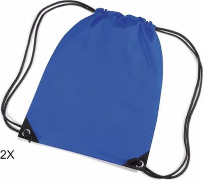 Scoby - 2 x Gymtas - Sporttas voor Kinderen - Drawstring Bag - Festivals, School, en Sport - 12L - Blauw - One Size - 2 Stuks
