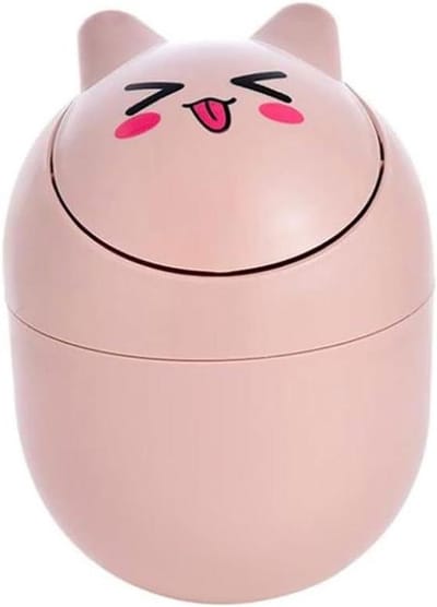 Prullenbak Desktop - Afvalbak Mini - Ruimte Besparen - Stijlvol Slank Ontwerp - 13x18cm - Beige