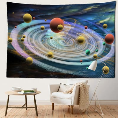 Cartoon Galaxy Wandtapijt Muurhanger Ster Heelal Kawayi Psychedelisch Hekserij Hippie Slaapzaal Kinderkamer Huisdecoratie 95x70CM