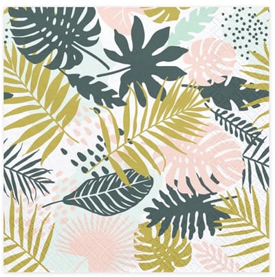 PARTYDECO - 20 papieren servetten met tropische groene bladeren 33 x 33 cm