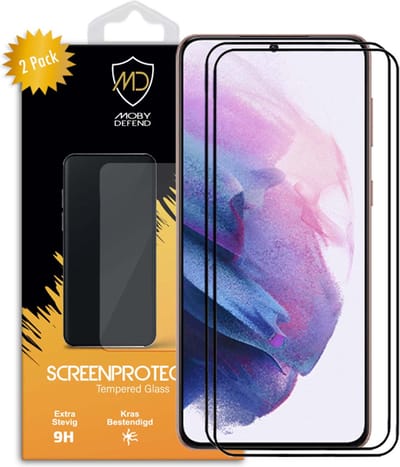 2-Pack MobyDefend Screenprotectors - Geschikt voor Samsung Galaxy S21 Plus (S21+) - Screensavers Met Zwarte Randen - Gehard Glas