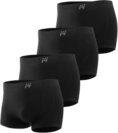 MEETHOO 4 Pack Sportondergoed - Sportonderbroek Boxer met 3D Technology - Kruipt niet op - Tegen schurende benen - Sport ondergoed mannen-Zwart-S