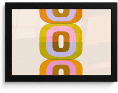 Poster in lijst - Fotolijst 30x20 cm - Posters - Stapel - Vormen - Geblokt - Oranje - Posterlijst zwart - Decoratie - Wanddecoratie woonkamer - Muurdecoratie slaapkamer