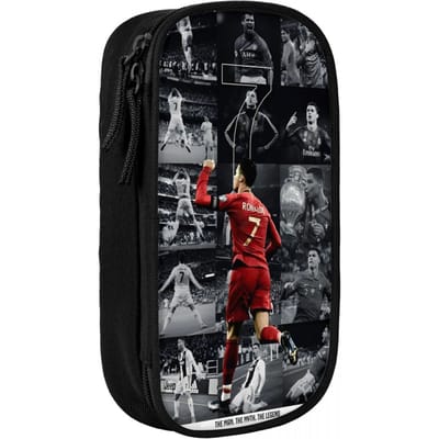 Cr7 Voetbal Pennenbakje Voor Ronaldo's Fans Dubbele Laag Grote Capaciteit Voor School Voetbal Liefhebber Etui Schrijfwaren Cadeau (as the picture,Large)