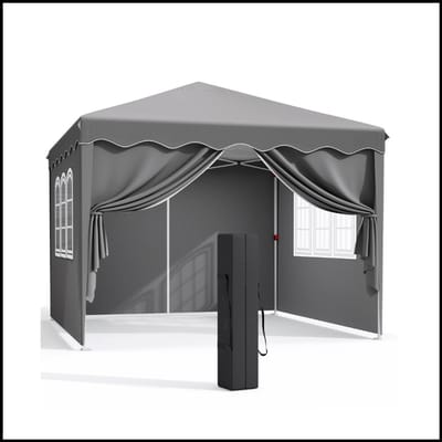 Partytent 3x3m Met Zijwanden - Pop-up Paviljoen - Waterdichte Luifel - Opvouwbaar Design - Grijs