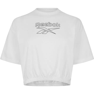 Reebok Katoenen cropped T-shirt voor dames (normale pasvorm) (Wit)