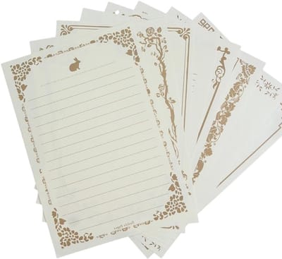 Vintage schrijfpapier met gouden kant, 80 vellen, 5 3/4 x 8 1/4 inch, perfect voor bruiloften, uitnodigingen en liefdesbrieven, 8 verschillende patronen