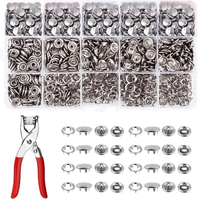Set van 200 Drukknopen met Tang voor DIY Creaties, Geschikt voor Kinderen, Kleding en Tassen - 9.5mm Holle Knoppen
