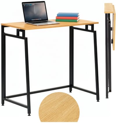 Springos Bureau – Werkbureau – Computer Bureau – Bureautafel – Opklapbaar – 80 X 75 X 40 CM – 30 Kg - industriële - Zwart/Bruin