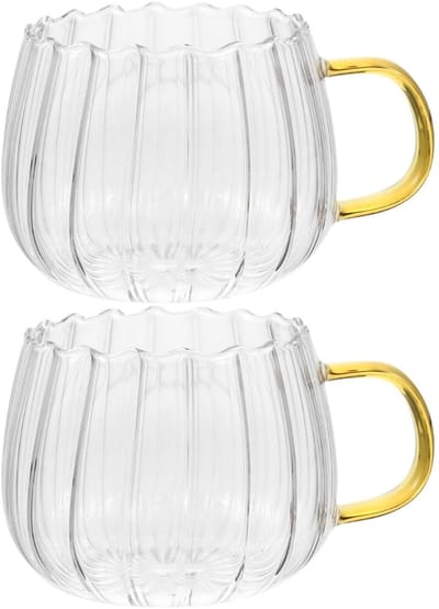 ZEYNOMAX- Koffiemok Hoog Borosilicaatglas - Ergonomische Handgreep - Transparant - Geschikt voor Koude/Warme Dranken - 15,6 x 15,6 x 15,6 cm - Stijlvol Ontbijtglas - Koffiekop