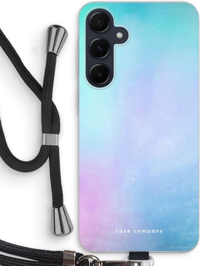 Case Company® - Hoesje met koord geschikt voor Samsung Galaxy A55 hoesje met Koord - Mist pastel - Telefoonhoesje met Zwart Koord - Bescherming aan alle Kanten en Over de Schermrand