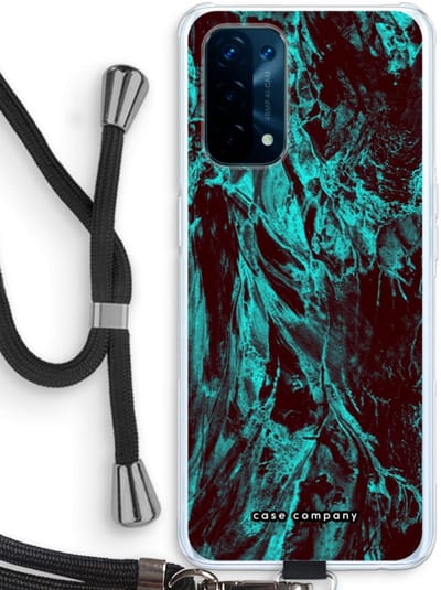 Case Company® - Hoesje met koord geschikt voor Oppo A74 5G hoesje met Koord - Ice Age - Telefoonhoesje met Zwart Koord - Bescherming aan alle Kanten en Over de Schermrand